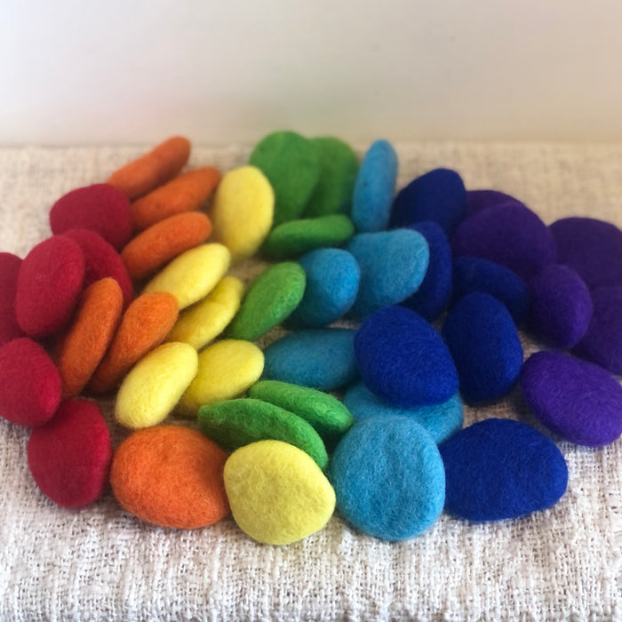 Rainbow Felt Pebbles Set of 42