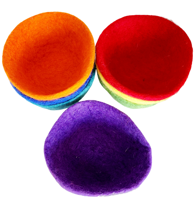 Rainbow Felt Bowls Set of 7