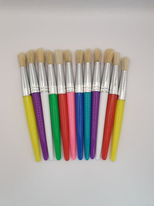 Round Bristle Paint Brushes Short Pack of 12