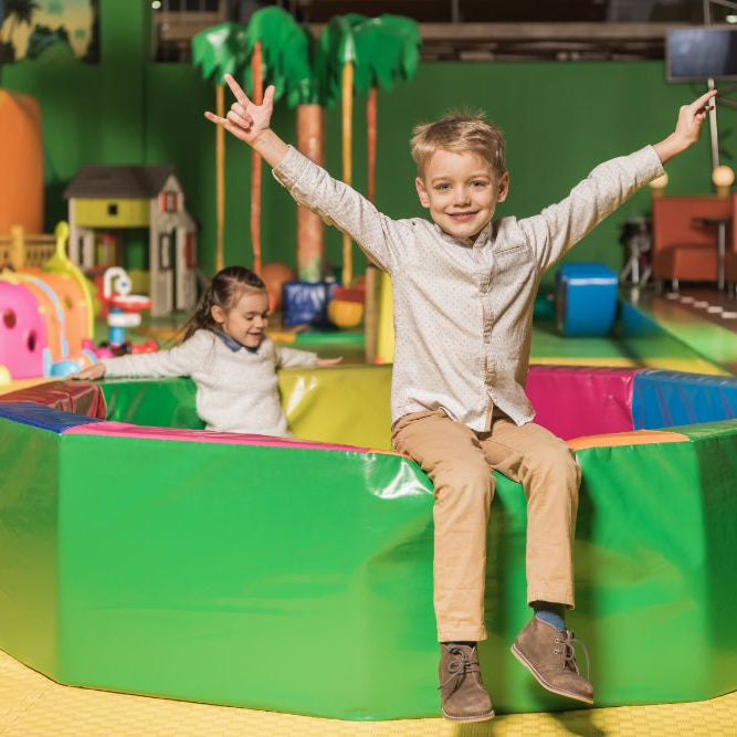 Engaging play space with happy children
