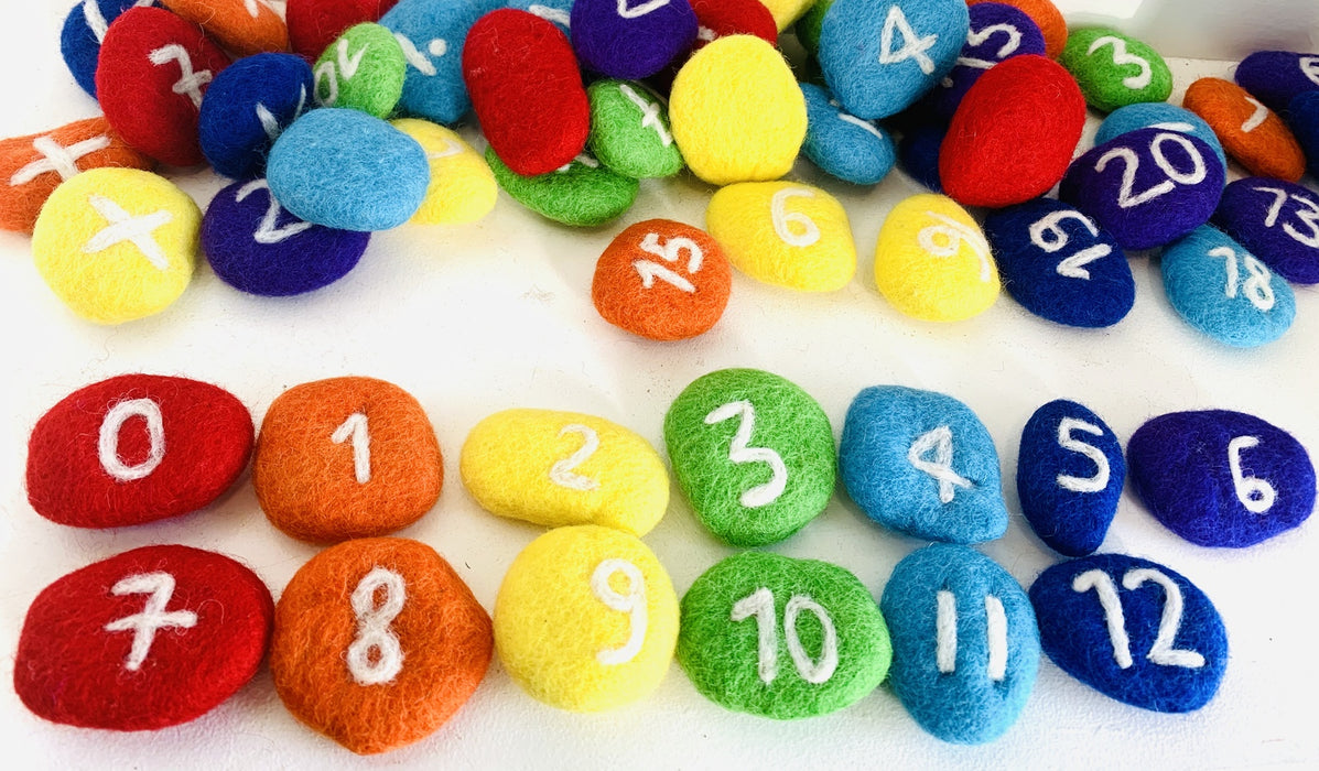 Rainbow Number Pebbles Set of 58