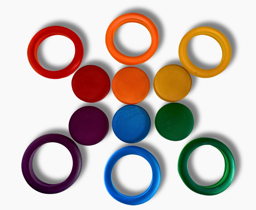 Rainbow Resin Ring & Disc Set 12pcs