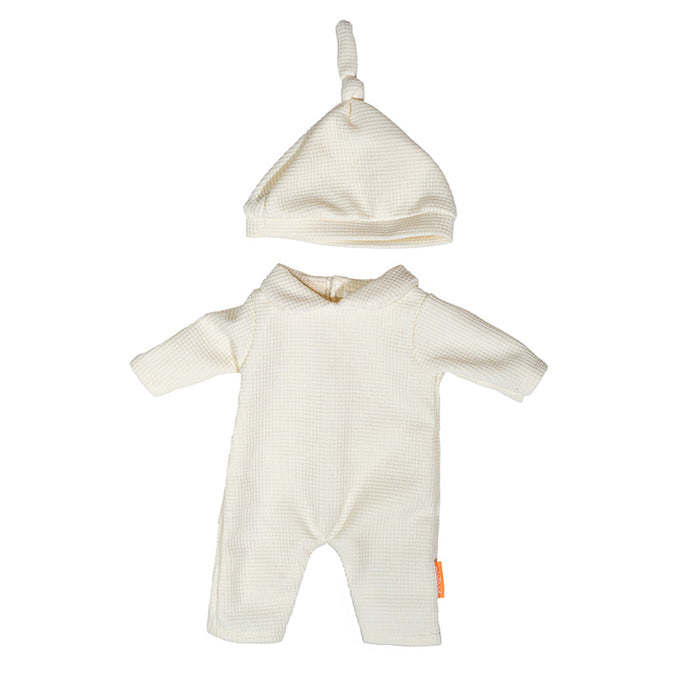 Doll Clothes Beige Pajamas with Hat 38 cm
