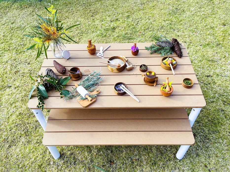 Outdoor Children's Table and Bench with Potion Accessories