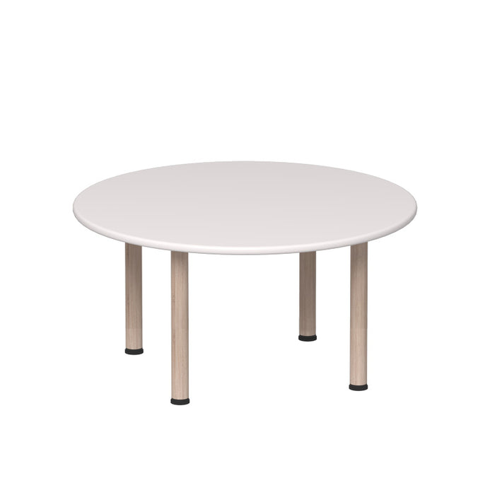 Emmanuele Round Table 90cm d - White Top, Oak Legs - 48cm H
