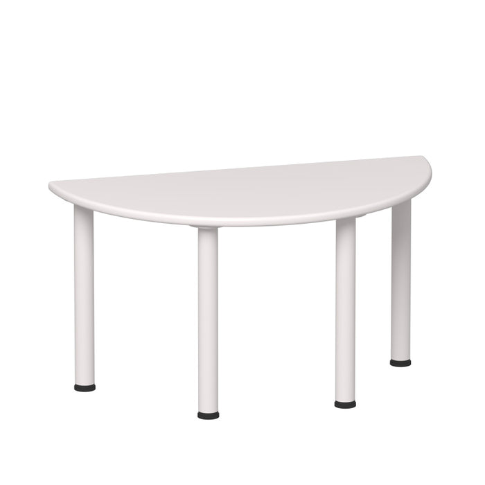 Emmanuele 1/2 Moon Table - White Top, White Legs - 53cm H