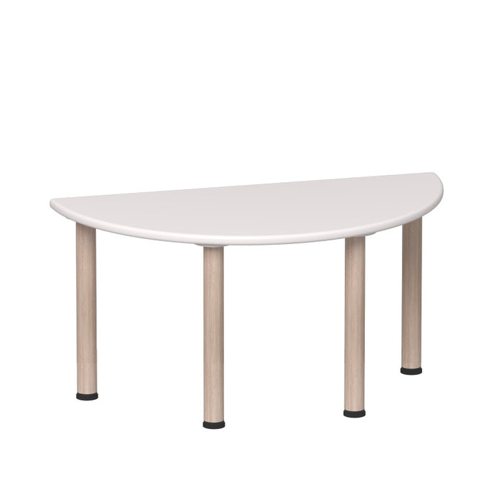 Emmanuele 1/2 Moon Table - White Top, Oak Legs - 48cm H