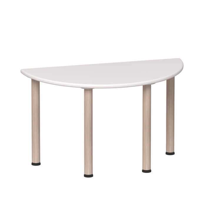 Emmanuele 1/2 Moon Table - White Top, Oak Legs - 58cm H