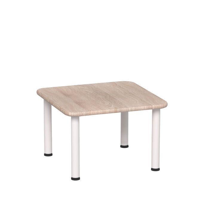 Santino Square Table - Oak Top, White Legs - 40cm H