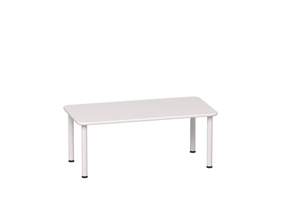 Santino 2 Rectangular Table - White top, white legs - 40cm H