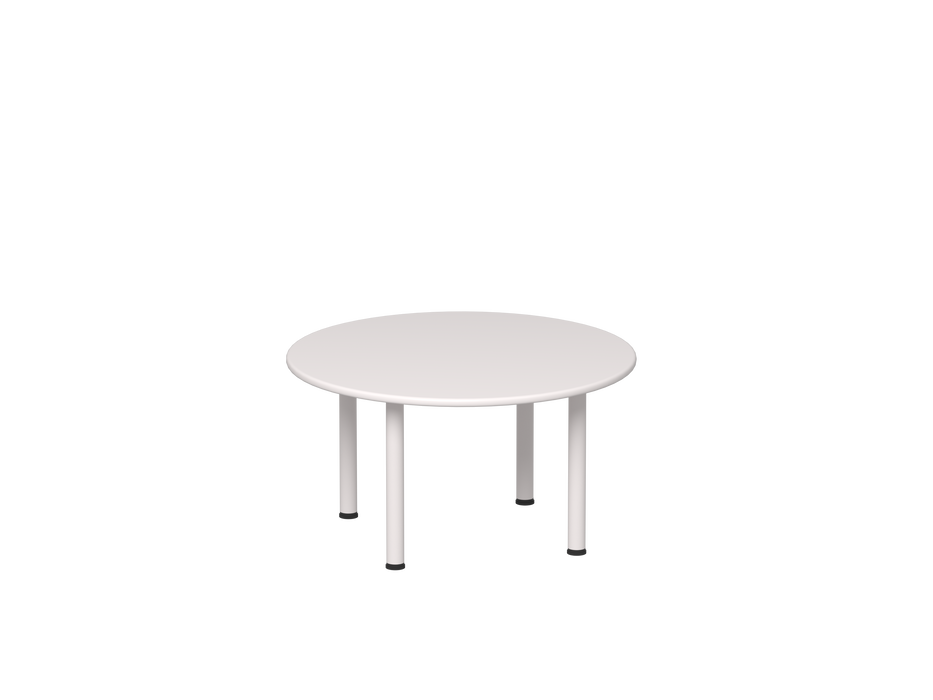 Emmanuele 1 Round Table - White top, white legs - 57cm H