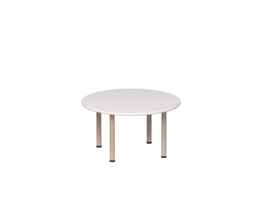 Emmanuele 1 Round Table - White top, oak leg - 52cm Hs