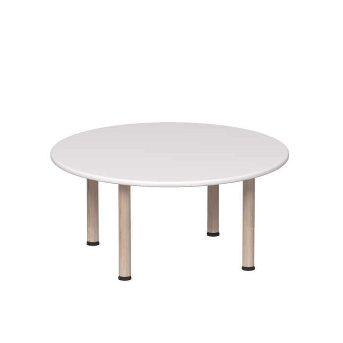 Emmanuele Round Table 90cm d - White Top, Oak Legs - 40cm H