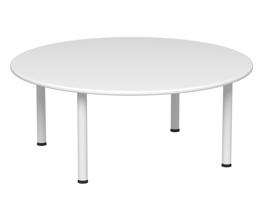 Emmanuele 3 Round Table - White top, white legs - 47cm H