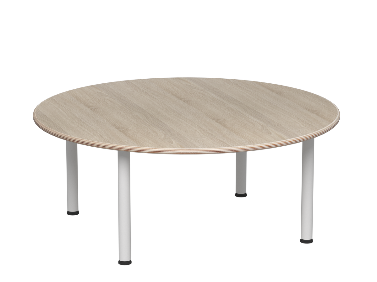 Emmanuele 3 Round Table 120cm d- Oak Top, White Legs - 40cm H ...