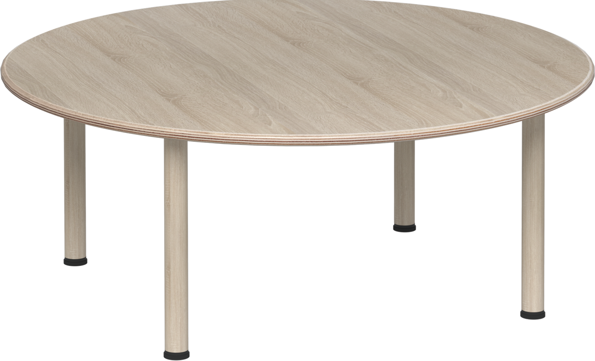 Emmanuele 3 Round Table 120cm d - Oak Top, Oak Legs - 57cm H ...