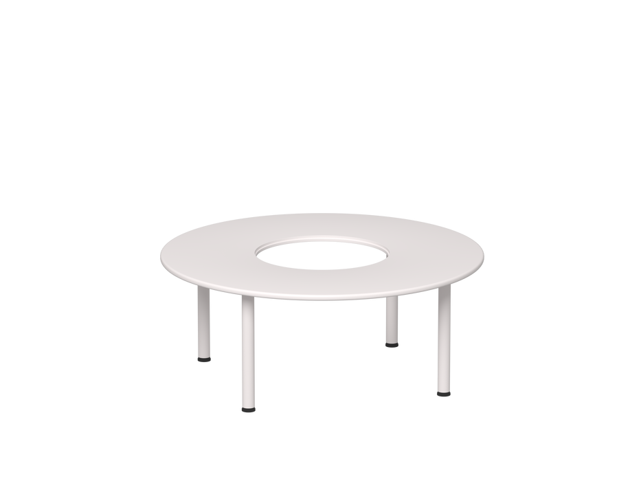 Emmanuele 4 Round Table with Hole - White top, white legs - 52cm H