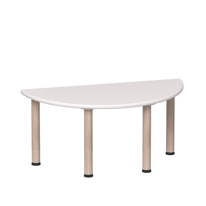 Emmanuele 1/2 Moon Table - White Top, Oak Legs - 40cm H