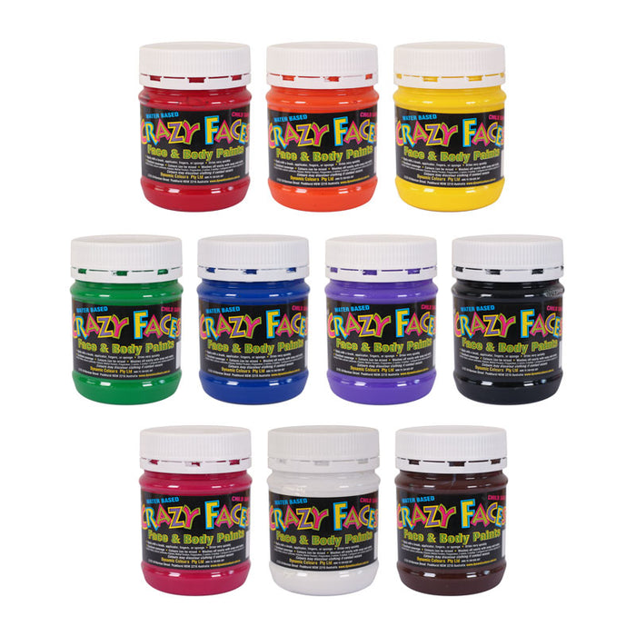 Crazy Faces Face & Body Paint 250ml Set of 10