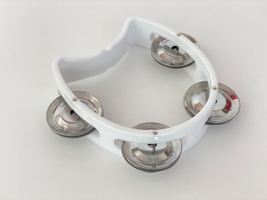 Headless Tambourine White Plastic 10cm