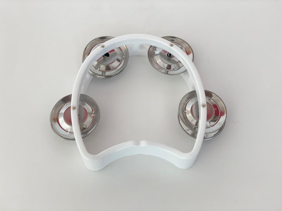 Headless Tambourine White Plastic 10cm