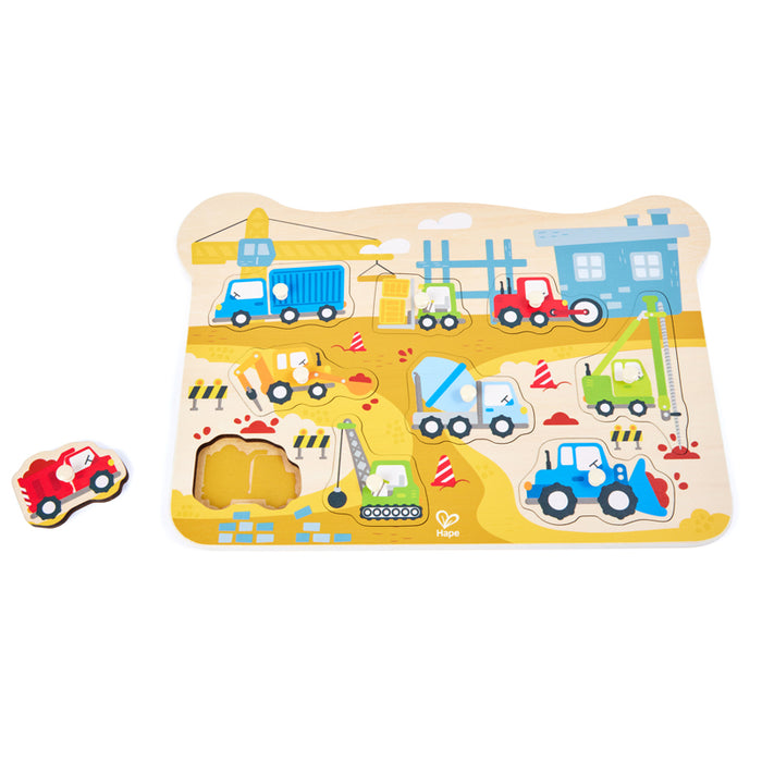 Construction Vehicles Peg Puzzle 9 Pcs