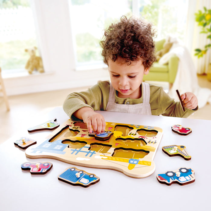 Construction Vehicles Peg Puzzle 9 Pcs