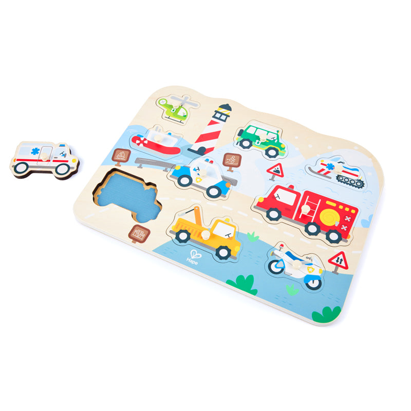 Emergency Vehicles Peg Puzzle 10 Pcs