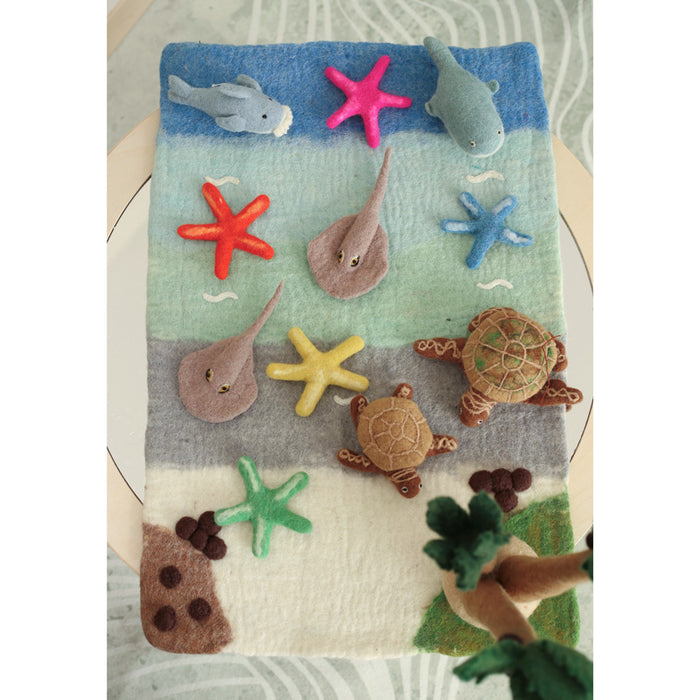 Felted Beach Playmat Scene