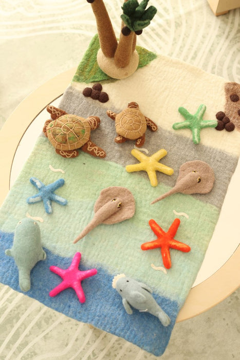 Felted Beach Playmat Scene