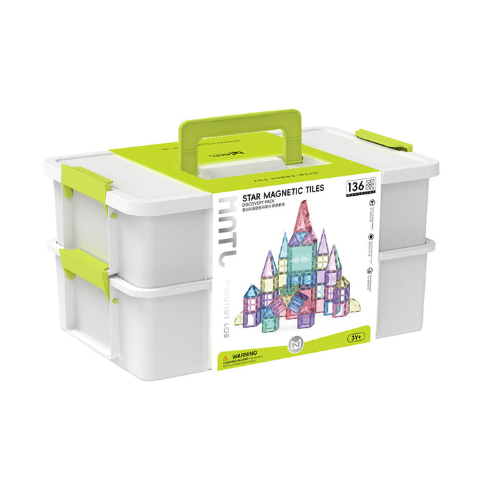 Star Magnetic Tiles Pastel 136 Pcs in Storage Container