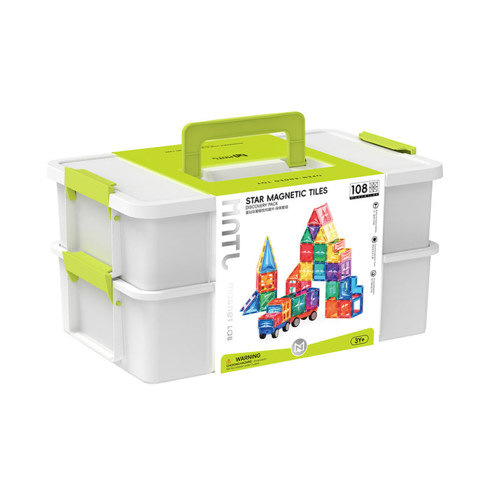 Star Magnetic Tiles Rainbow 108 Pcs in Storage Container