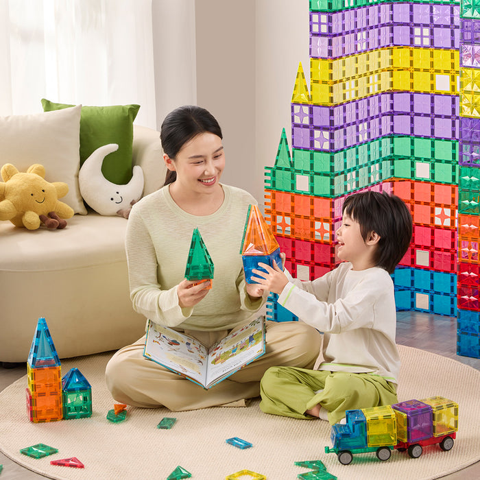 Star Magnetic Tiles Rainbow 108 Pcs in Storage Container