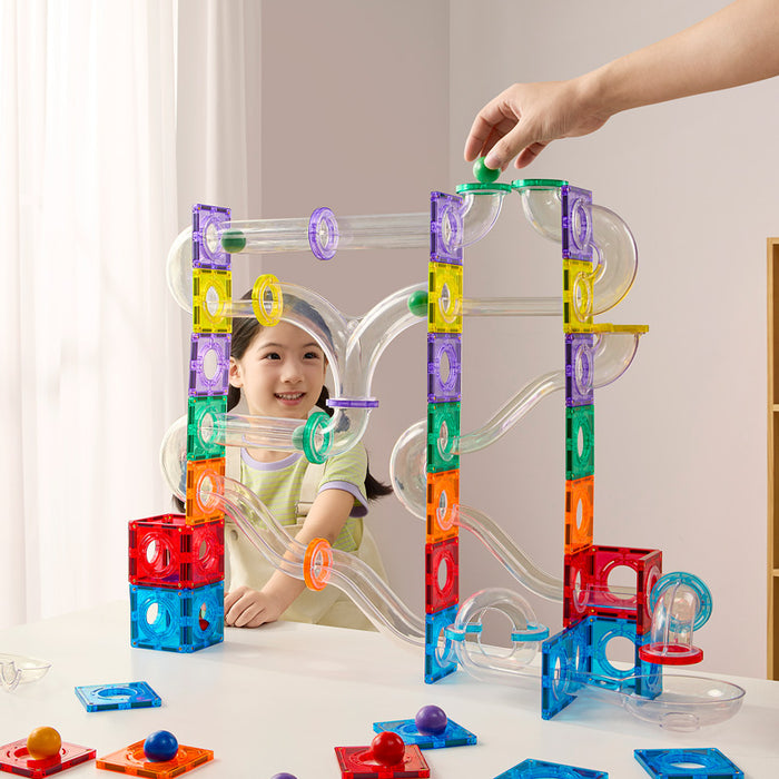 Star Magnetic Tiles Rainbow Marble Run Series 107 Pcs