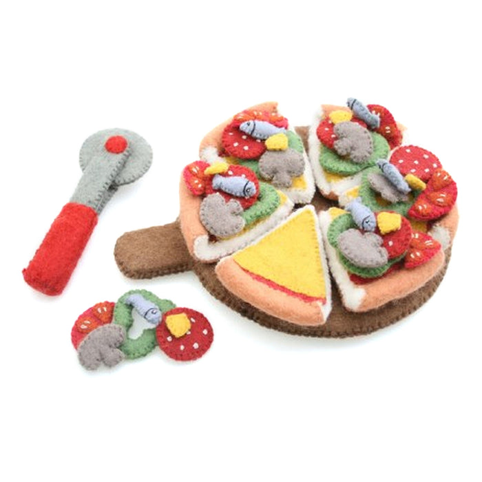 Felt Pizza Server Cutter with Toppings Set