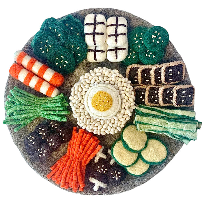 Korean Bibimbap 16pc Felt Food Set