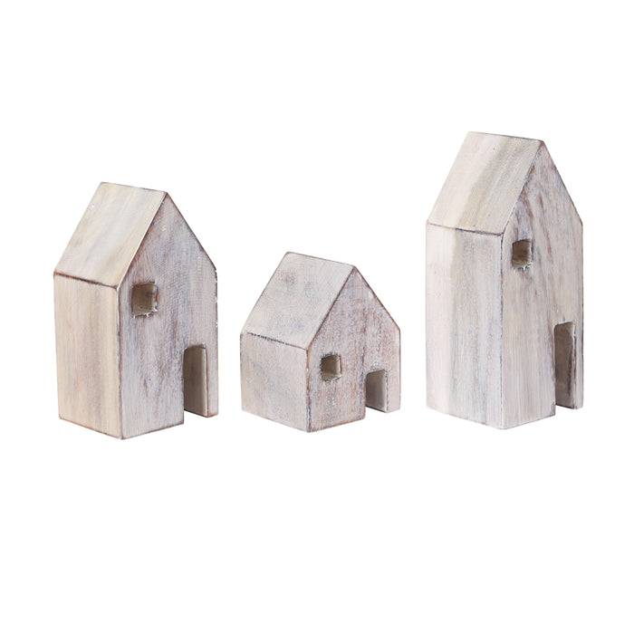 Wooden Block House Set of 3