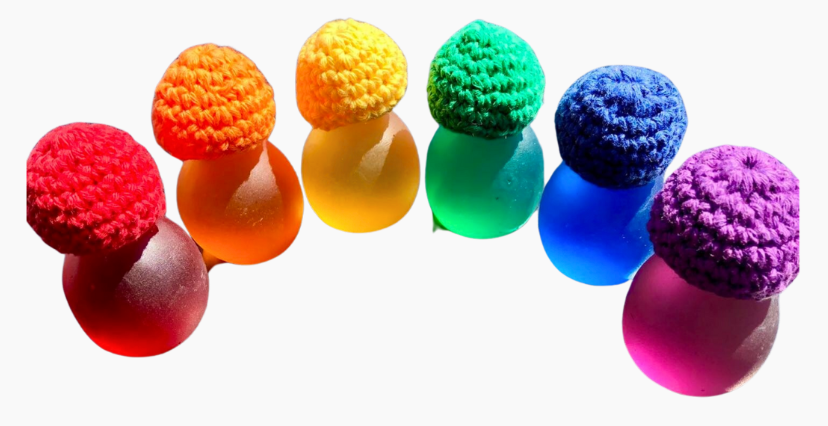 Rainbow Resin People with Crochet Hats 12pcs