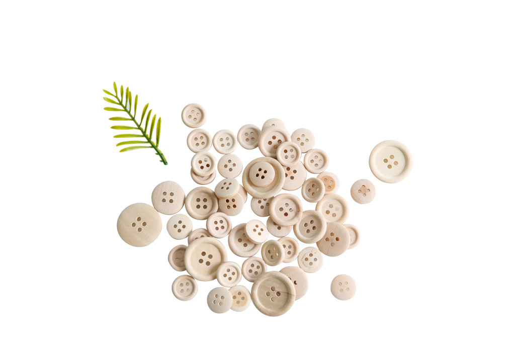 Natural Wooden Buttons - Pack of 50