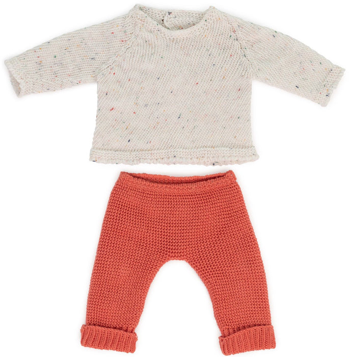 Oatmeal & Coral Knitted Doll Outfit - 38cm